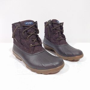Sperry Waterproof Duck Boots Brown Quilted Rain Boots Women’s 9